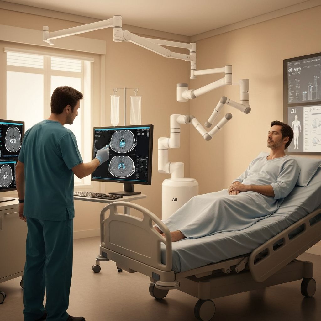 Umjetna inteligencija u medicini, prikaz AI sustava koji pomaže liječnicima u dijagnostici i analizi medicinskih podataka